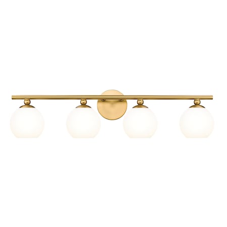 Z-Lite Neoma Vanity, 4-Light, 30 In.W x 6.75 In.L x 7.25 In.H, Modern Gold/Opal Etched 1100-4V-MGLD